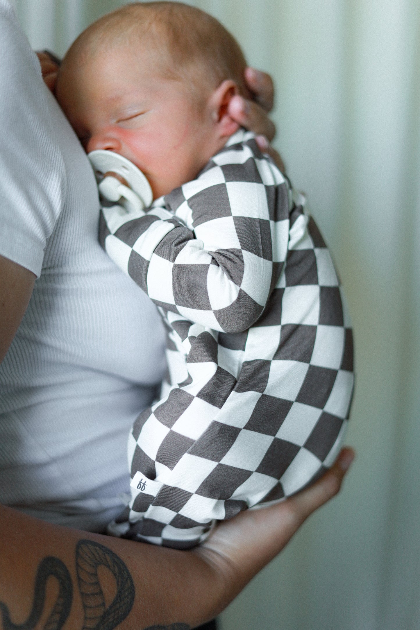 Bamboo Zip Pajamas | Neutral Checks