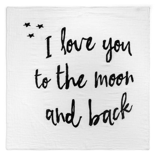 Organic Swaddle Blanket- I love you to the Moon and Back