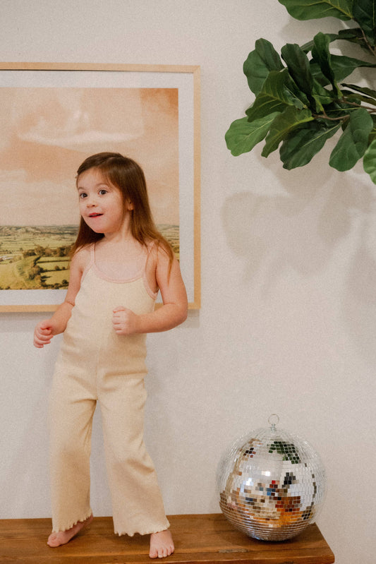 Ribbed Jumpsuit in Cream