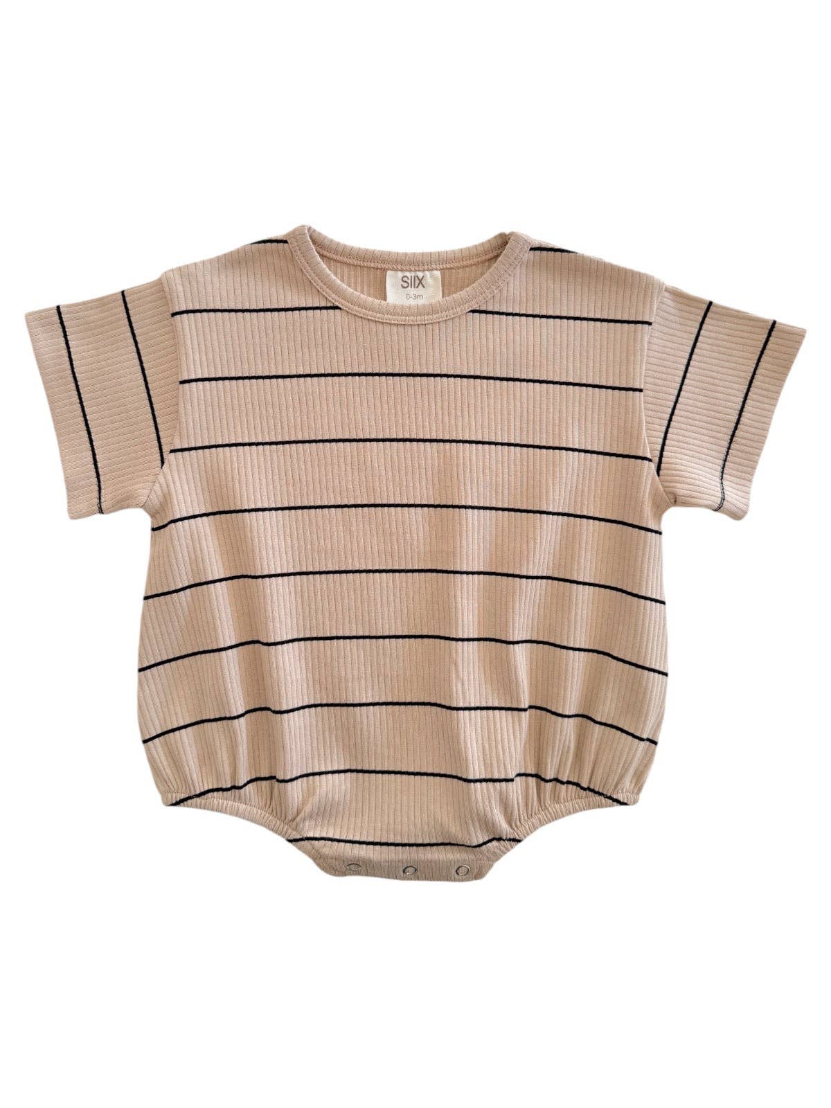 Tan+Black Stripe / Organic Ribbed T-Shirt Bubble