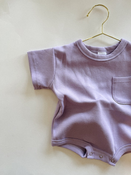 Waffle Pocket Romper - Lilac