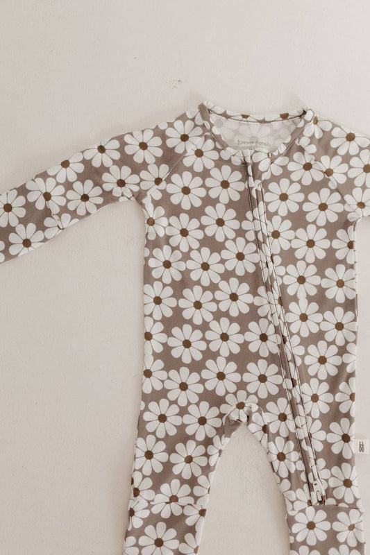 Bamboo Zip Pajamas | Neutral Floral