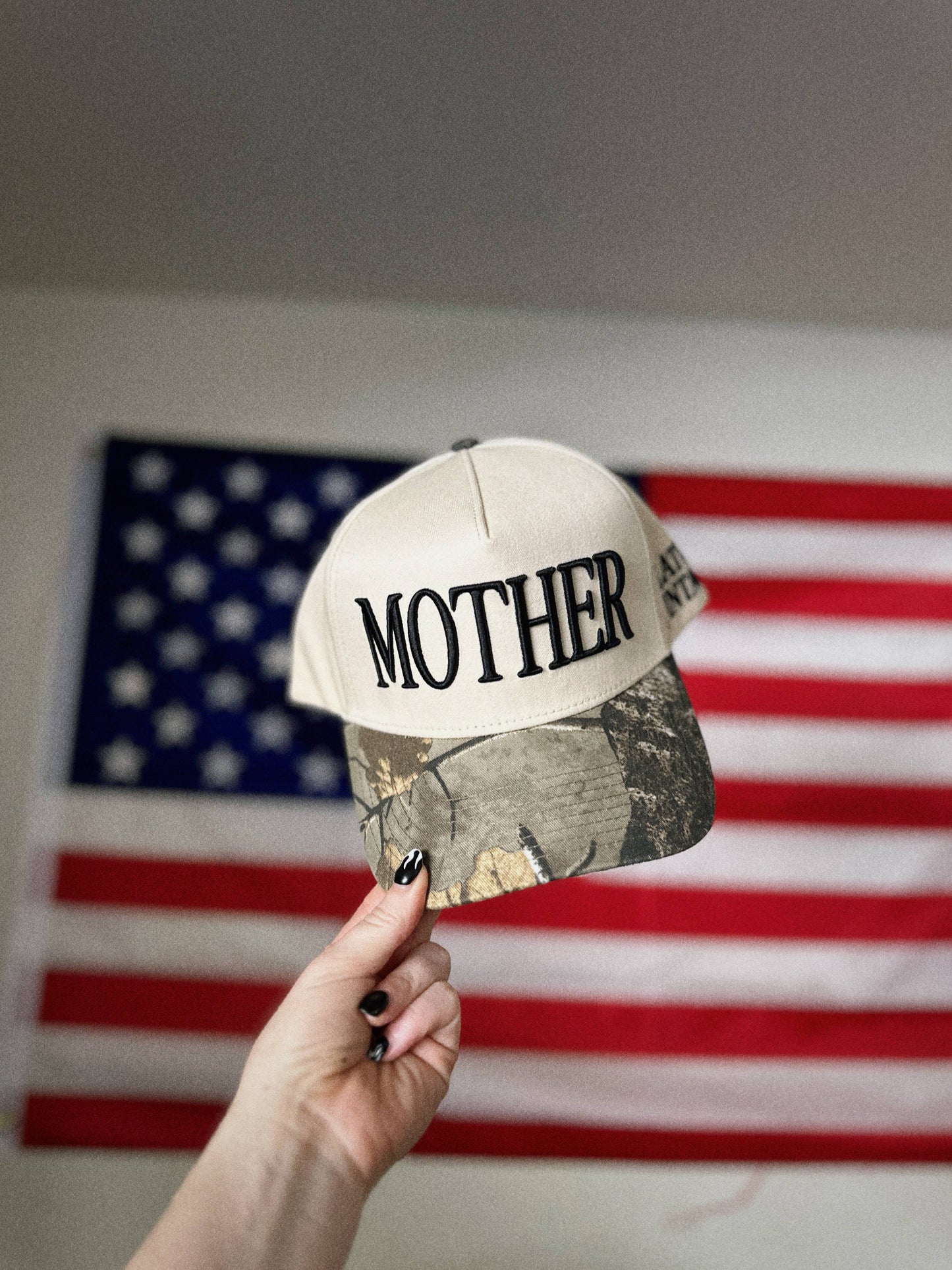 Mother Puff Embroidery Cool Mom Trendy Camo Trucker Hat