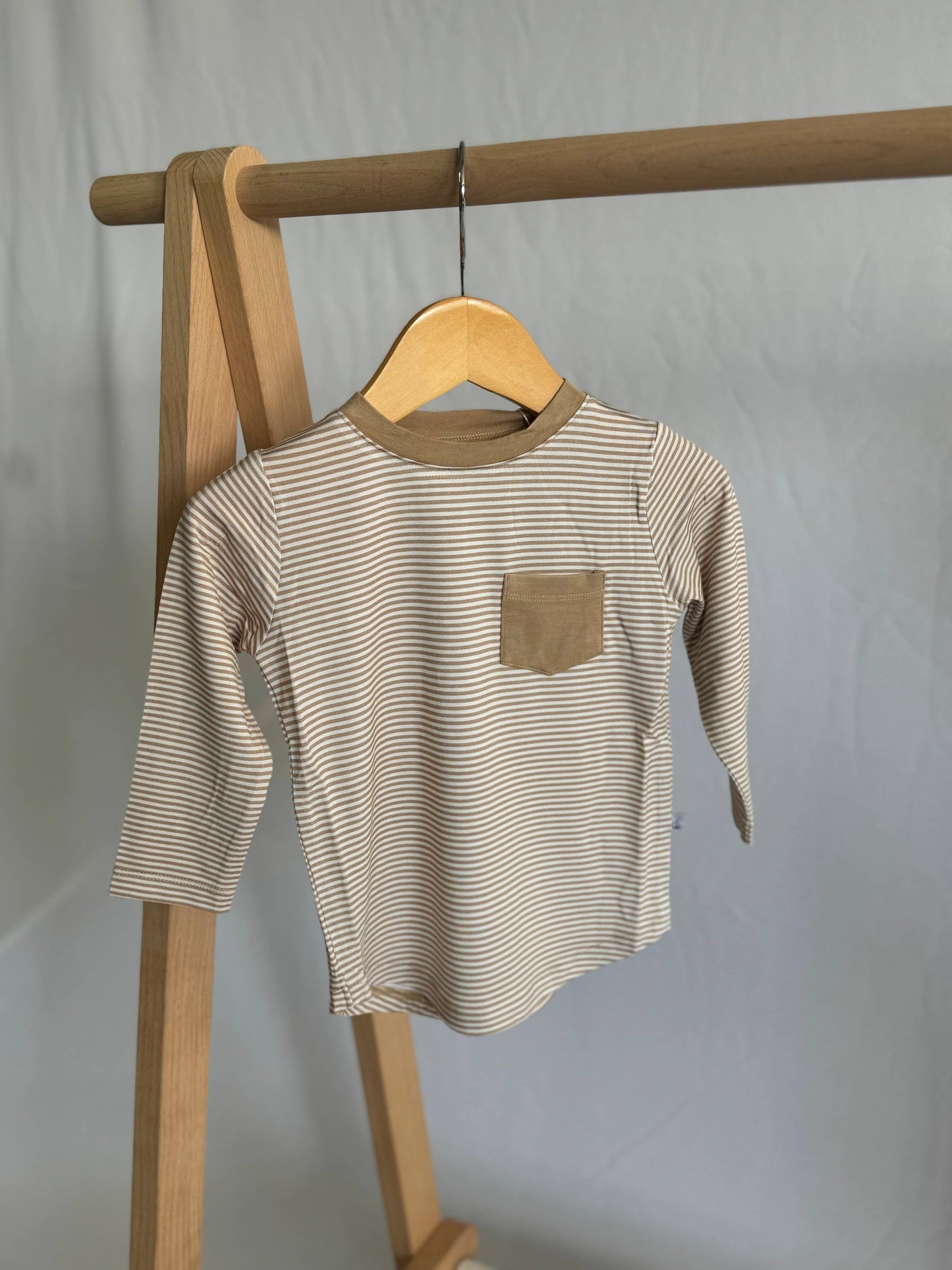 Tan Stripped Pocket Long Sleeve