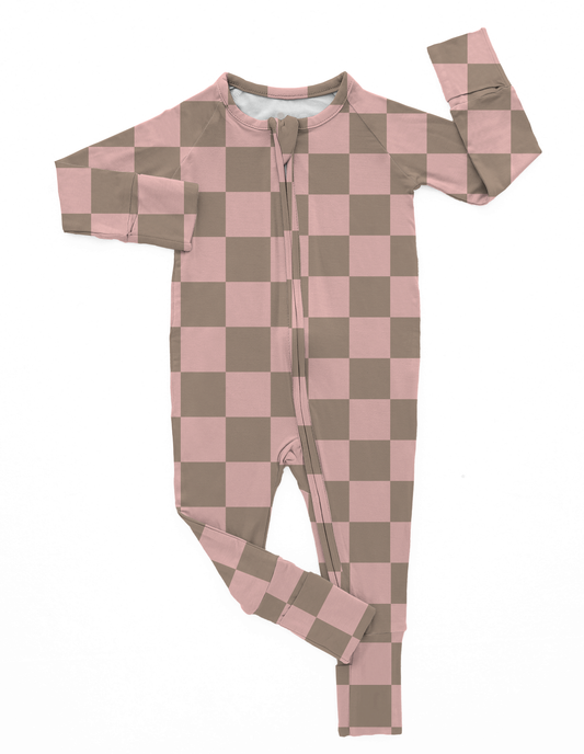 Bamboo Sleeper | Pink + Tan Checkered